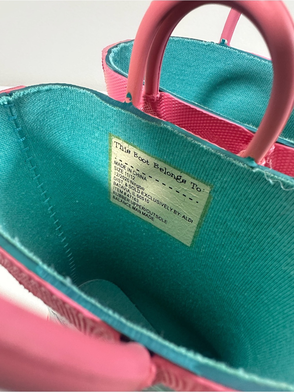 NWOB Lily & Dan Kids Rain Boots 11/12 Green Pink Sloth Print Rubber Waterproof - Picture 10 of 10